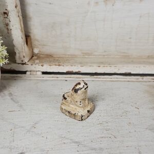 Mini Vintage White Painted Cast Iron Frog | Shabby Chic Frog | Small Frog Figuri